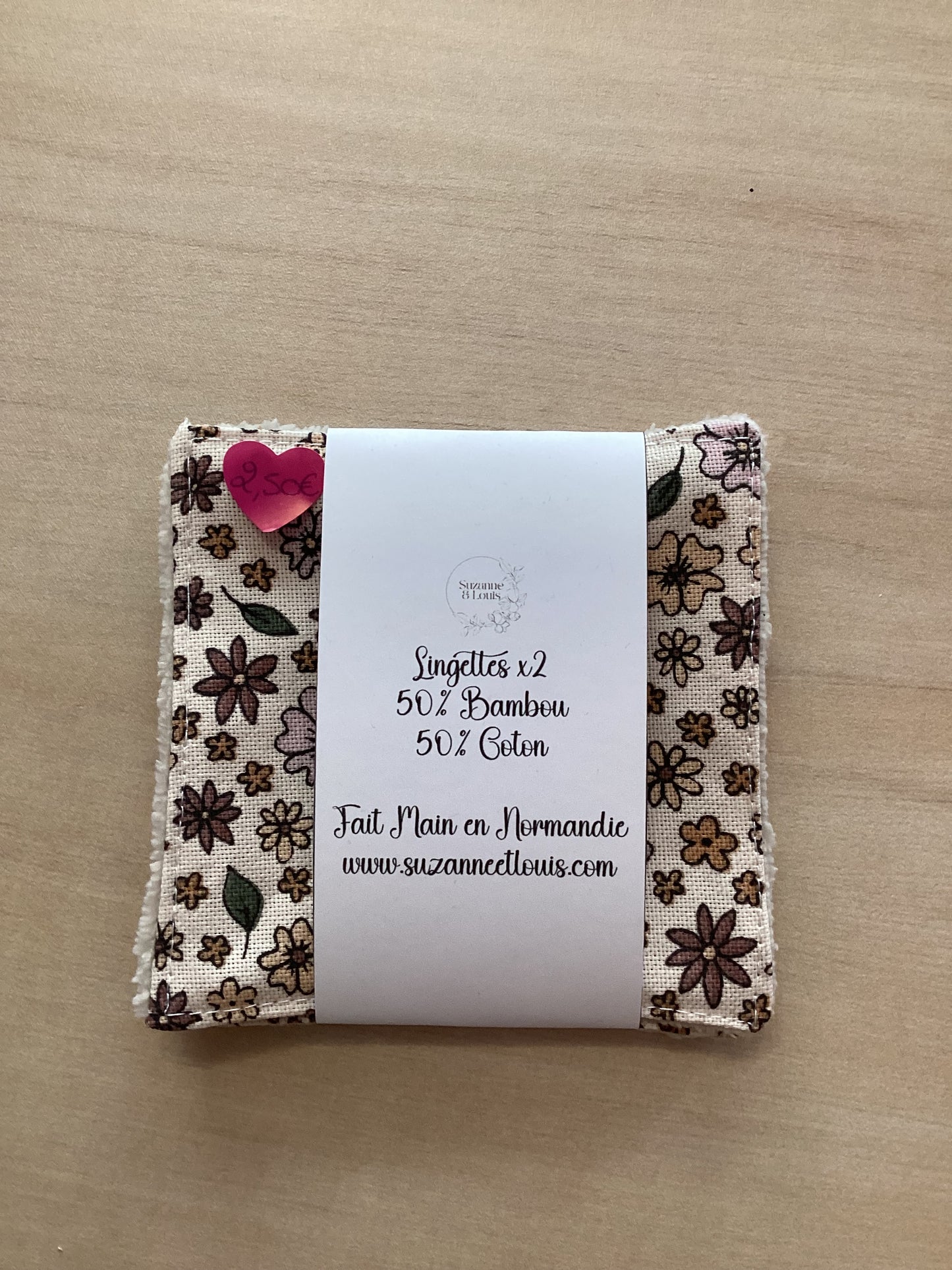 Lot de 2 Lingettes Lavables - Coton Imprimé et Bambou