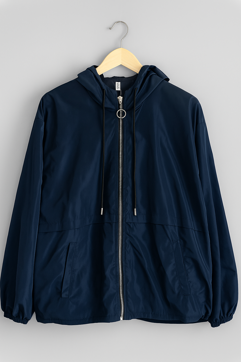 Coupe-vent bleu marine zippé à capuche