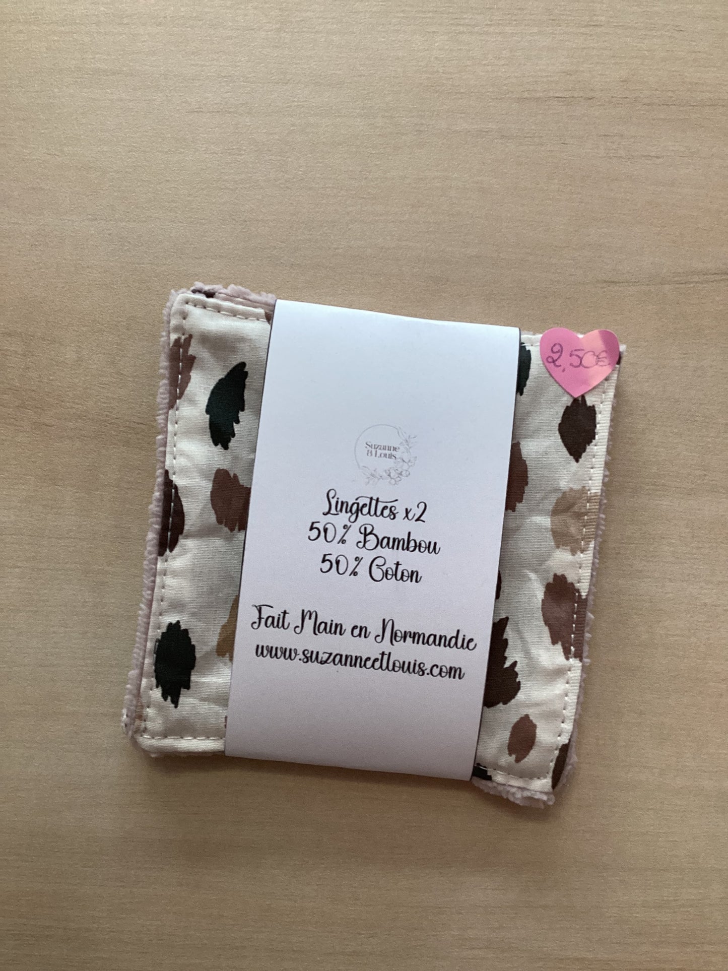 Lot de 2 Lingettes Lavables - Coton Imprimé et Bambou