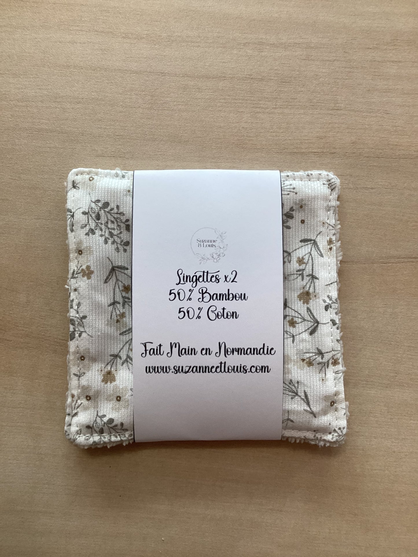 Lot de 2 Lingettes Lavables - Coton Imprimé et Bambou