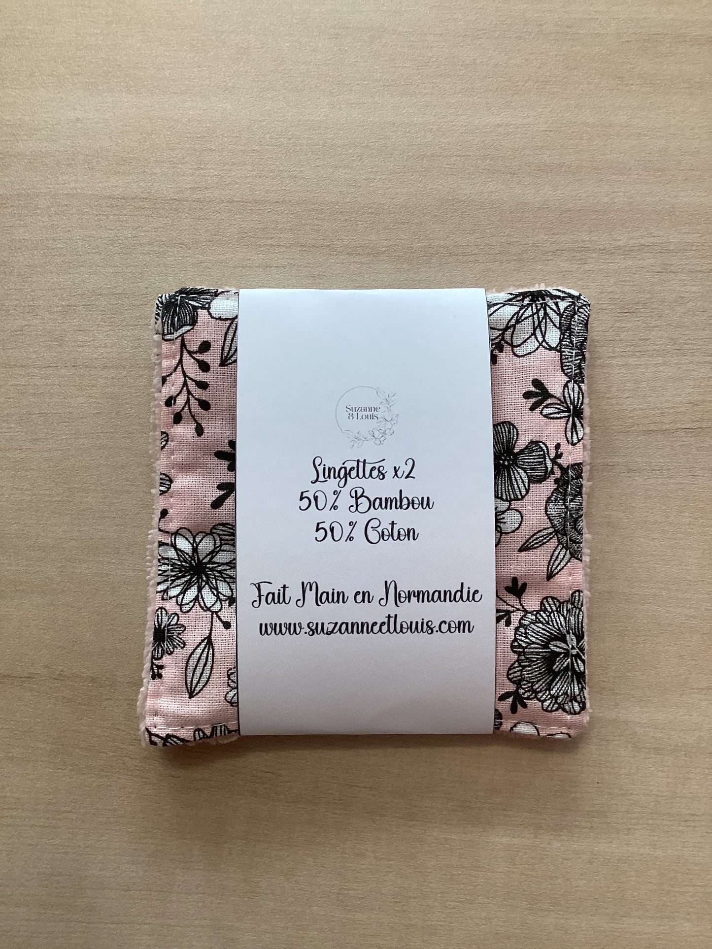 Lot de 2 Lingettes Lavables - Coton Imprimé et Bambou