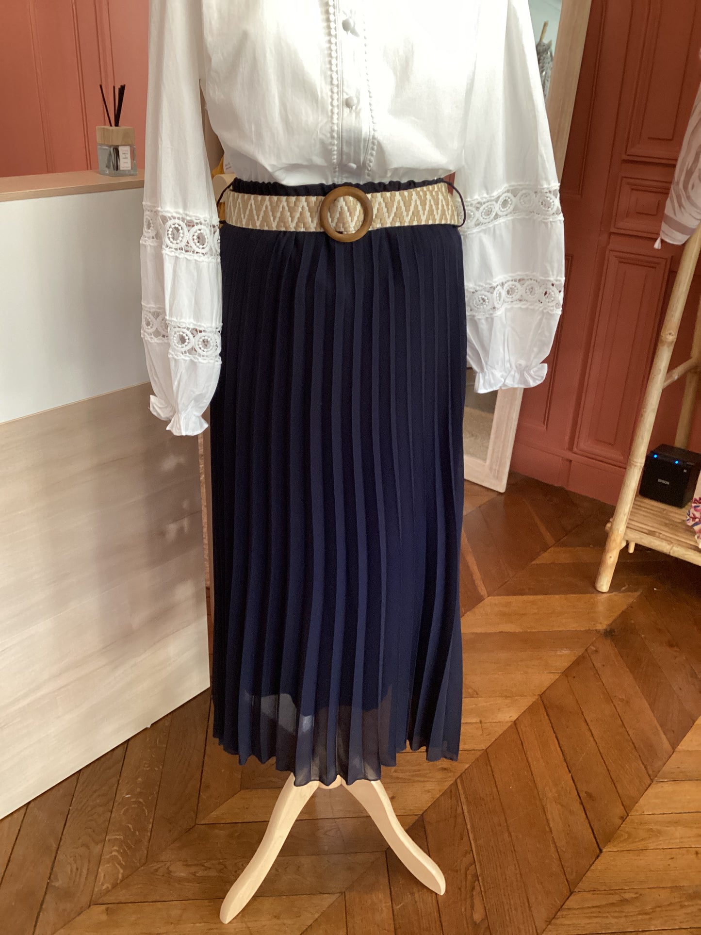 Jupe plissée bleu marine