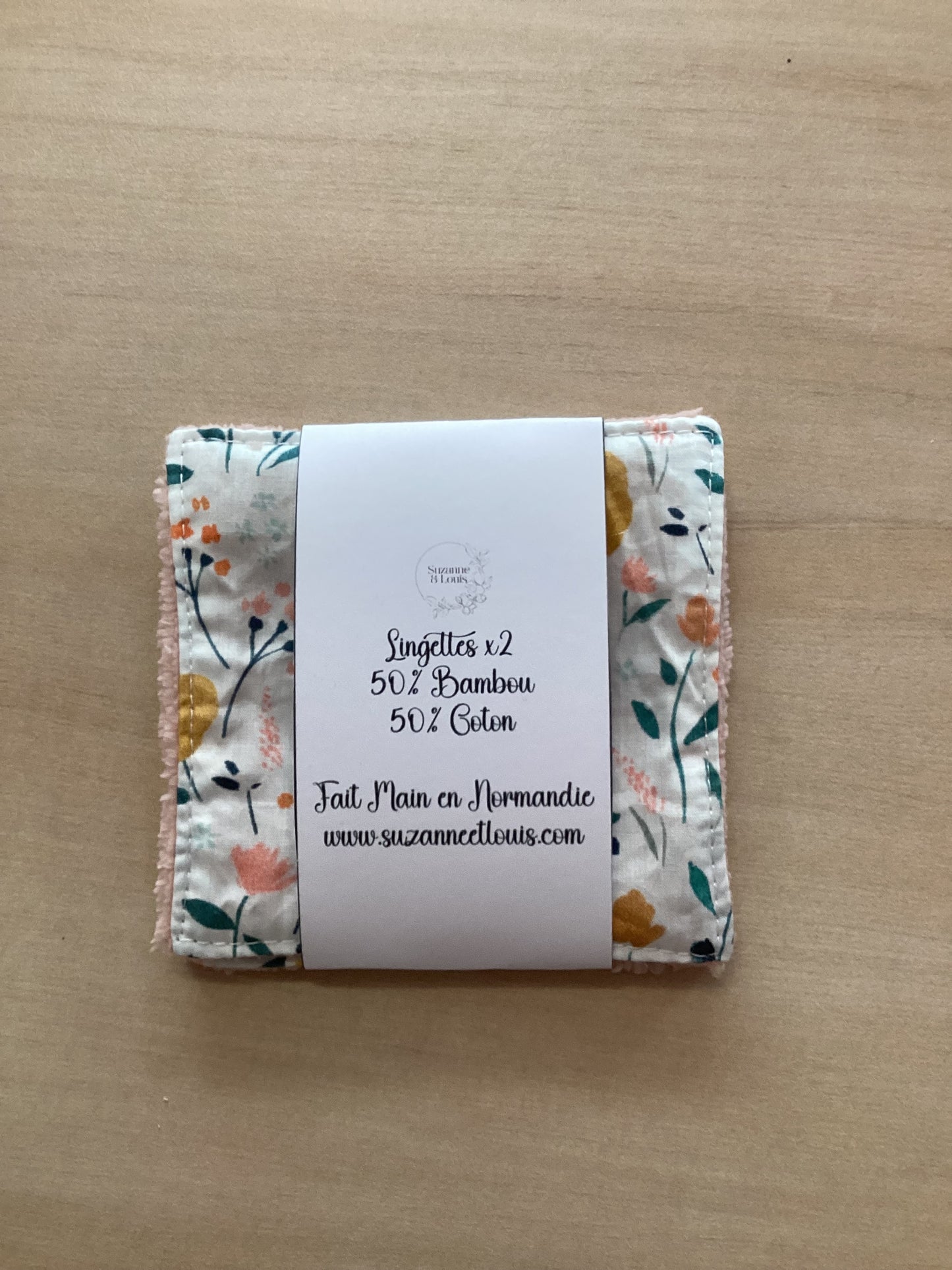 Lot de 2 Lingettes Lavables - Coton Imprimé et Bambou