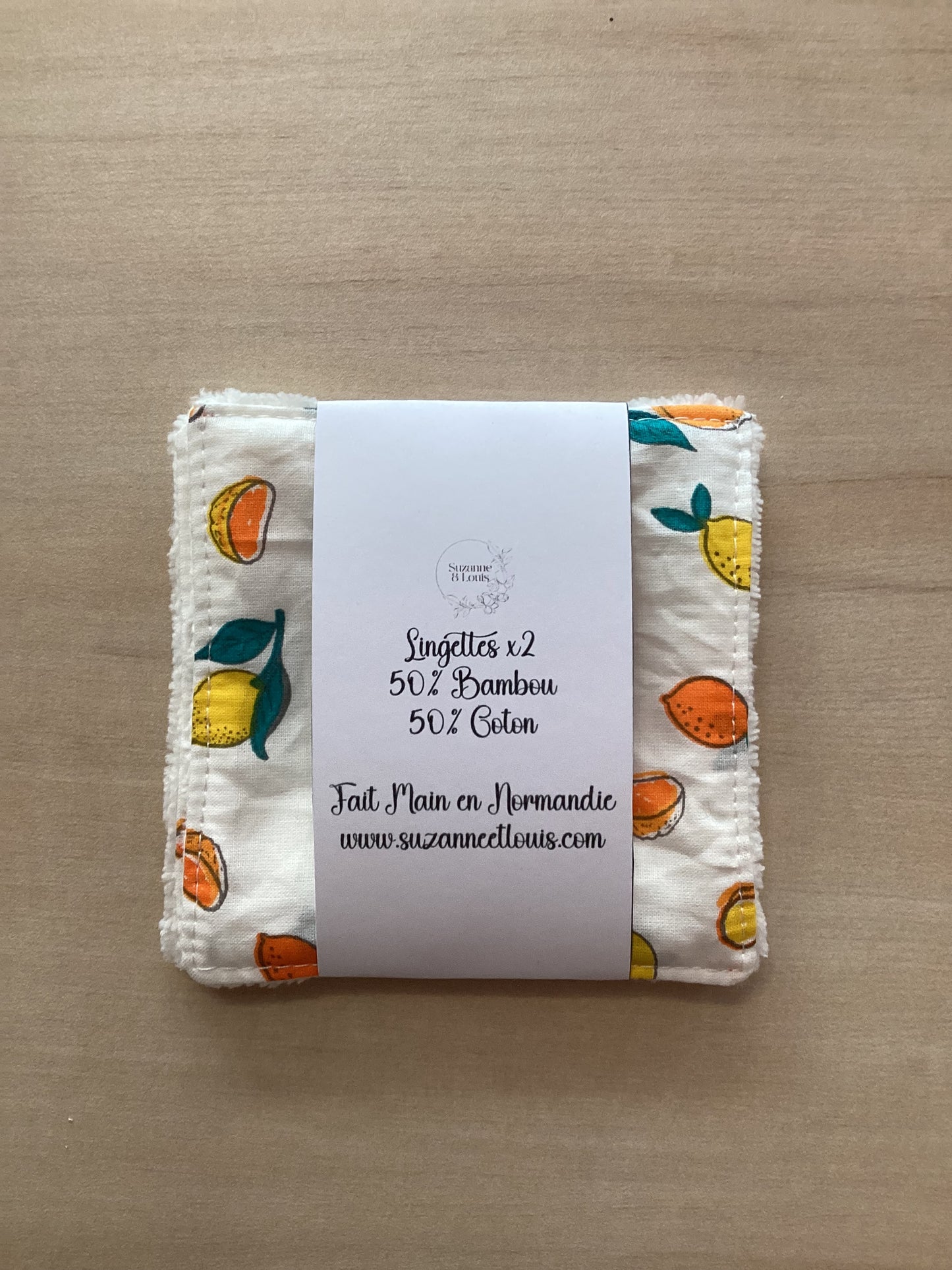 Lot de 2 Lingettes Lavables - Coton Imprimé et Bambou