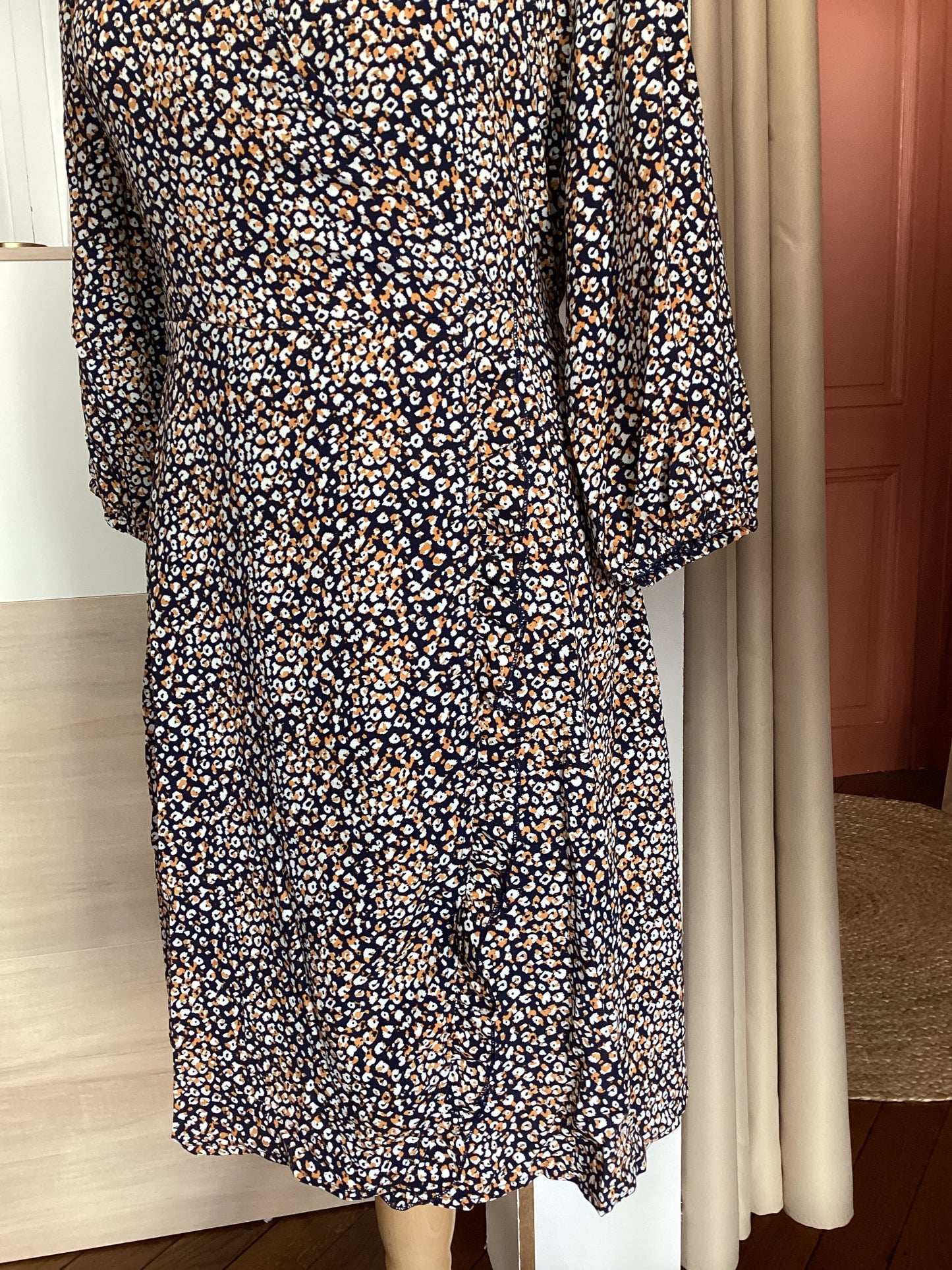 Robe portefeuille à imprimé fleuri – Manches 3/4