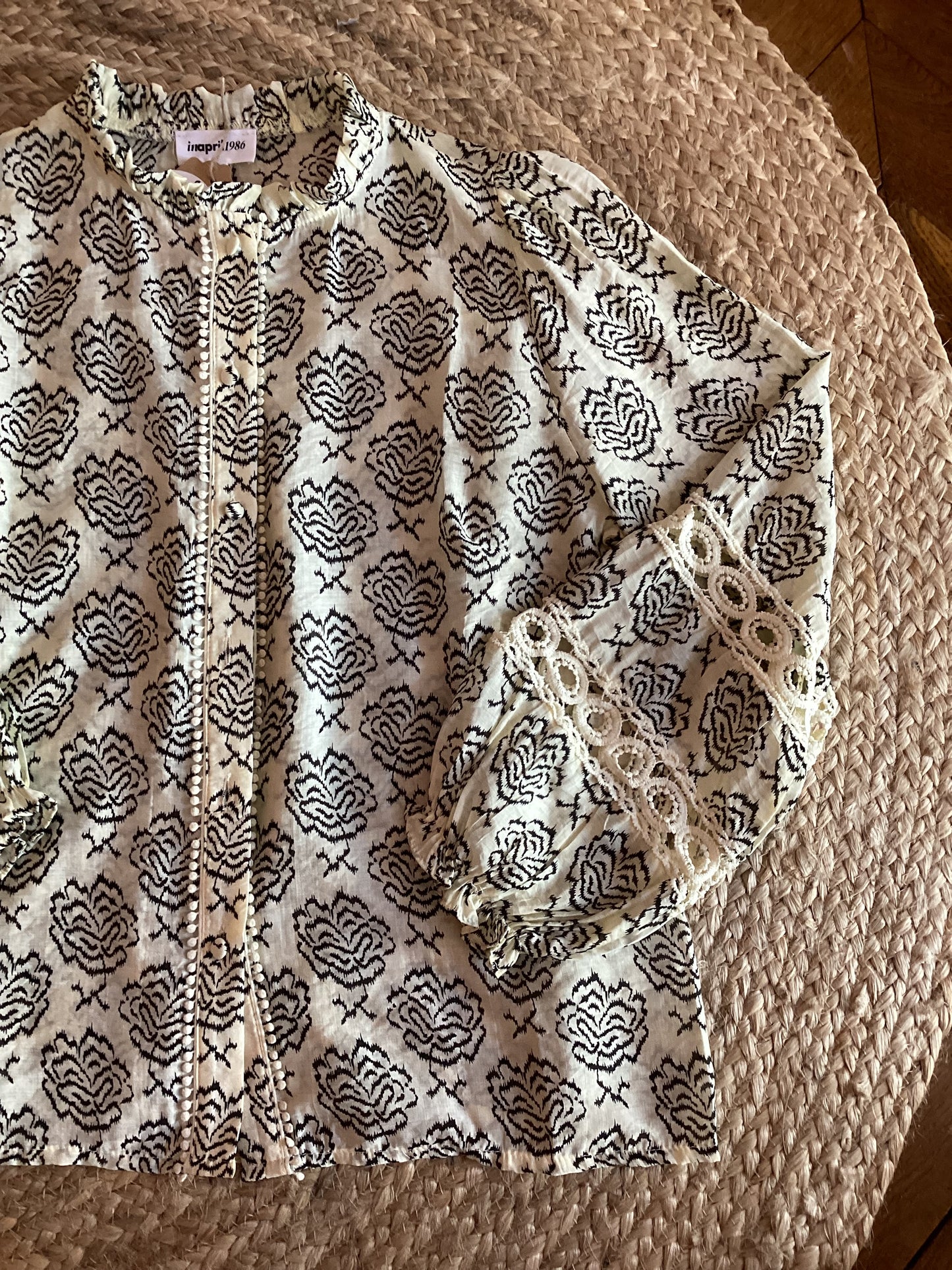 Blouse Imprimé Floral Noir & Dentelle