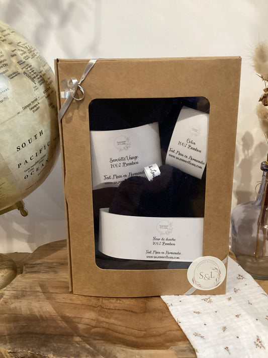 Coffret Bien-Être - Serviette Visage, Fleur de Douche et Coton