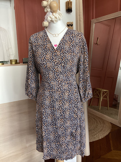 Robe portefeuille à imprimé fleuri – Manches 3/4