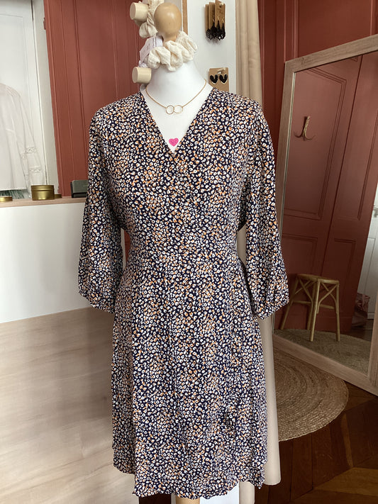 Robe portefeuille à imprimé fleuri – Manches 3/4