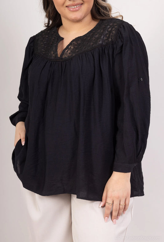 Blouse à manches longues noires