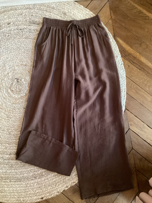 Pantalon fluide marron léger