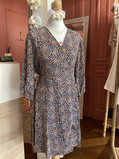 Robe portefeuille à imprimé fleuri – Manches 3/4