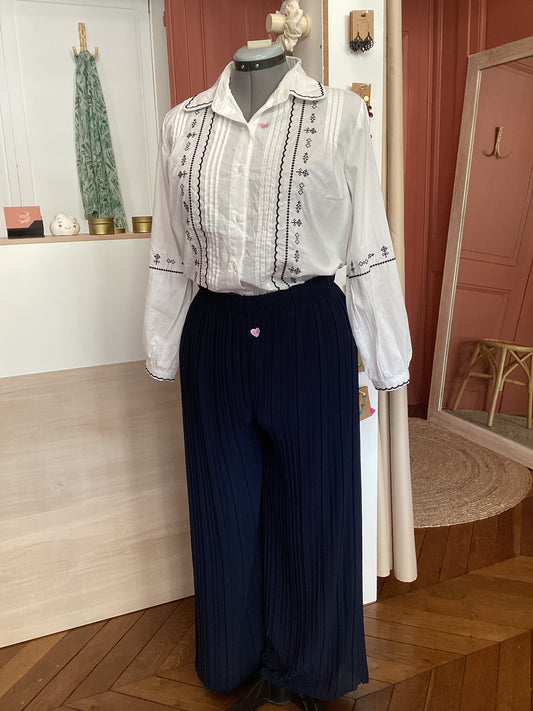 Chemise blanche brodée esprit bohème