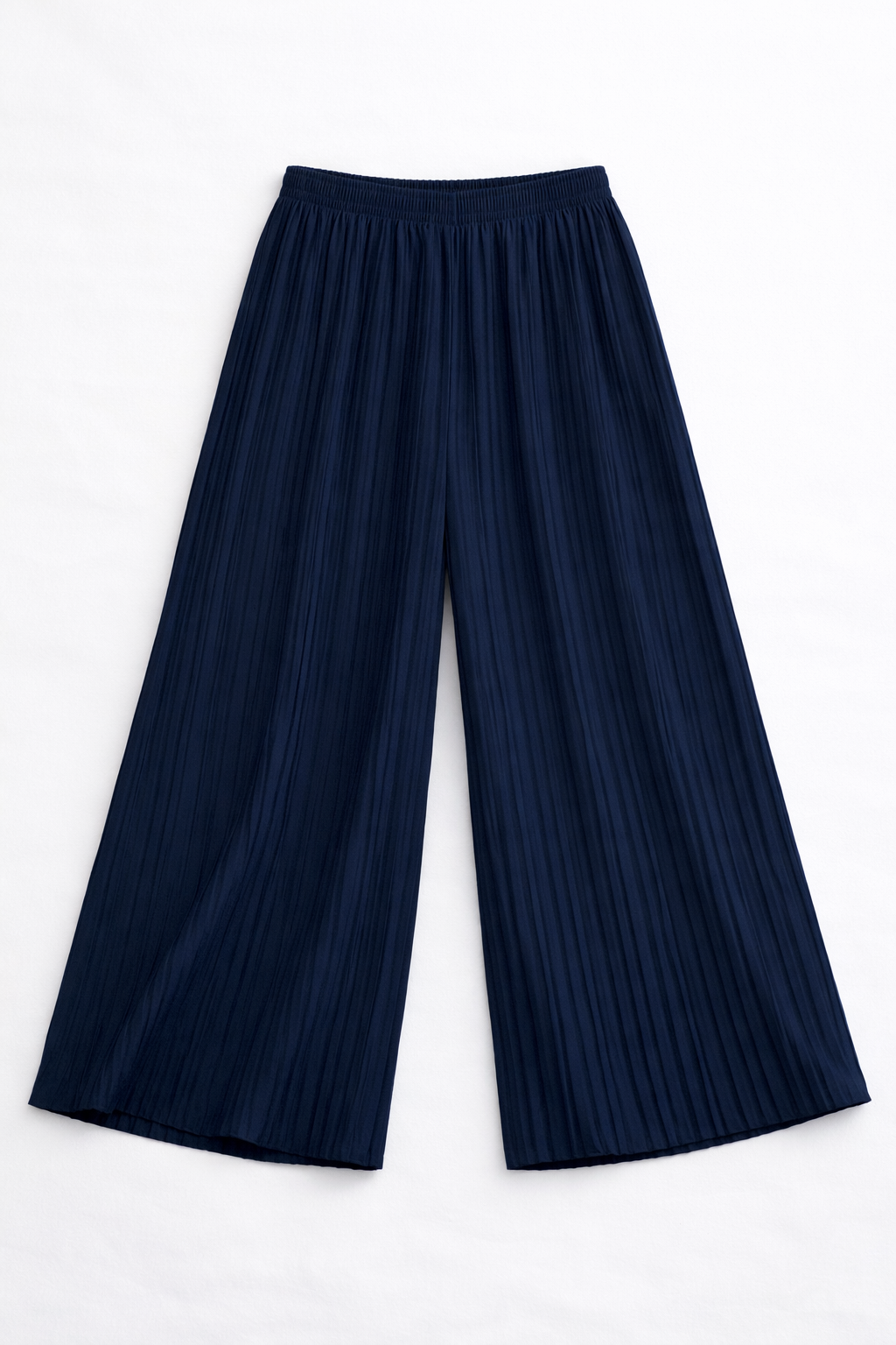 Pantalon femme plissé coupe large – Bleu marine