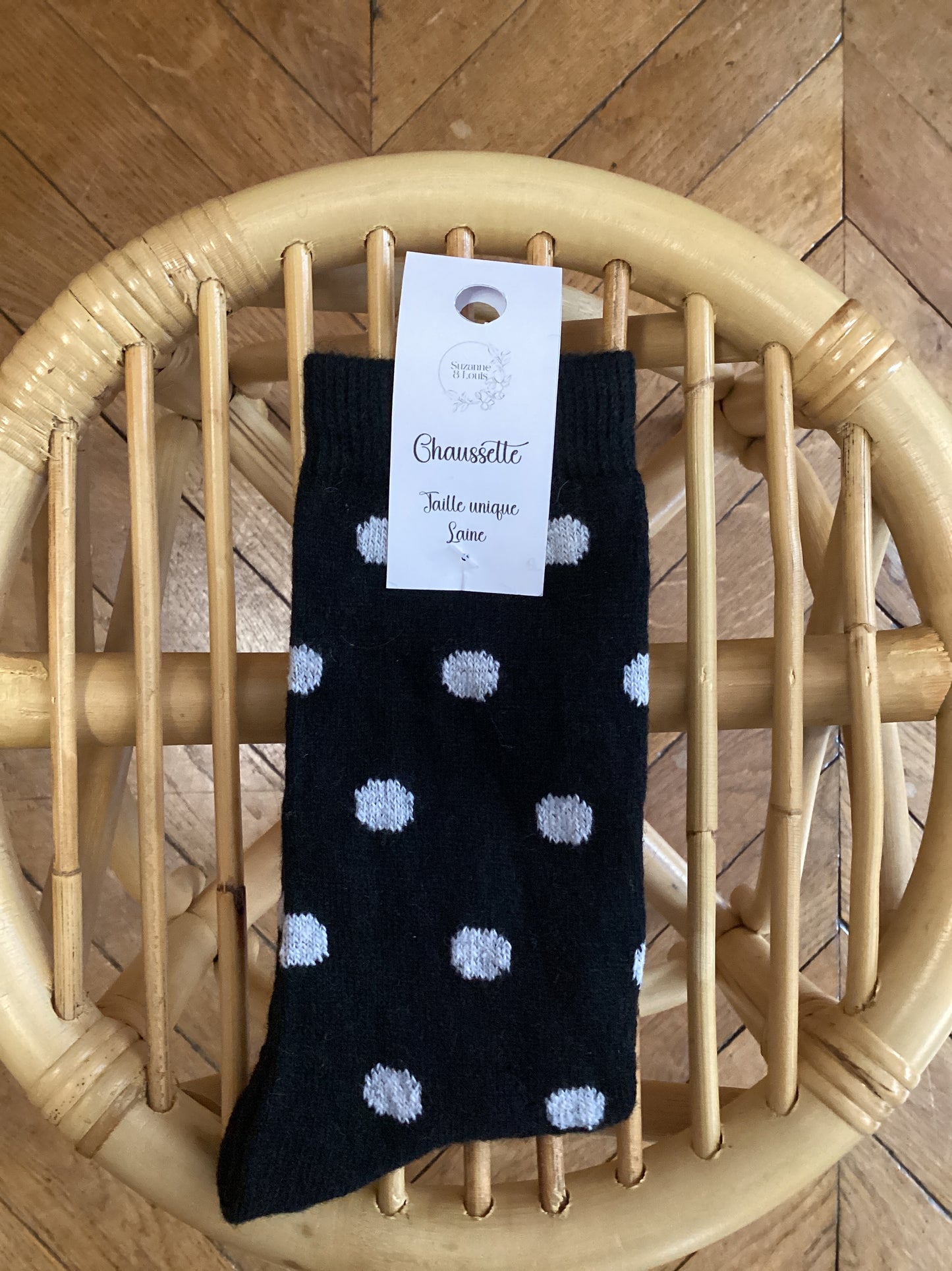 Chaussettes hautes en laine à pois