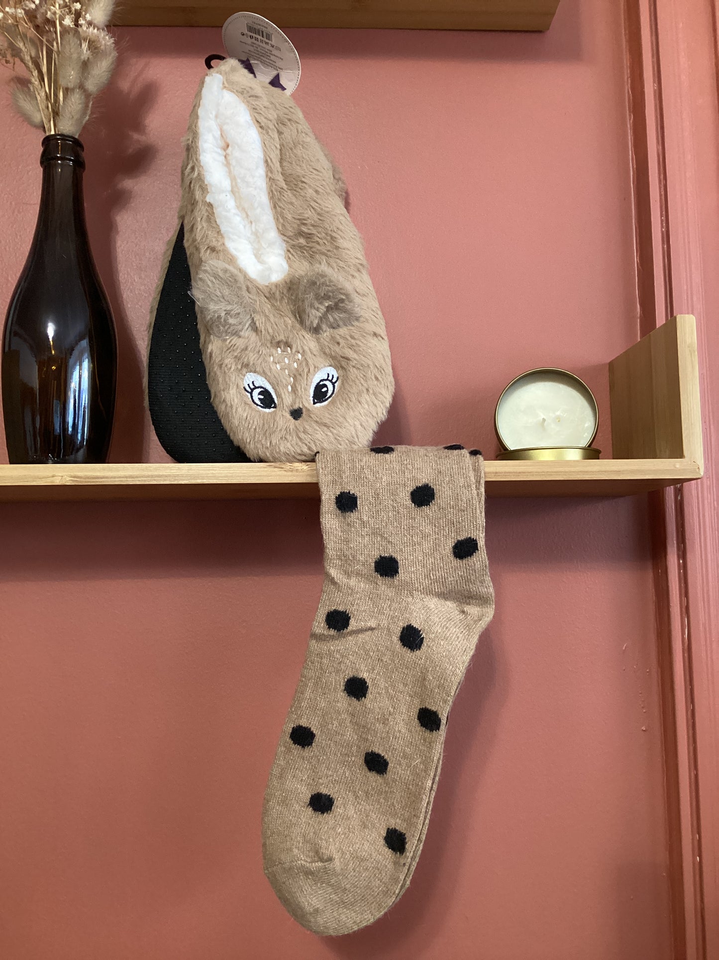 Chaussettes hautes en laine à pois