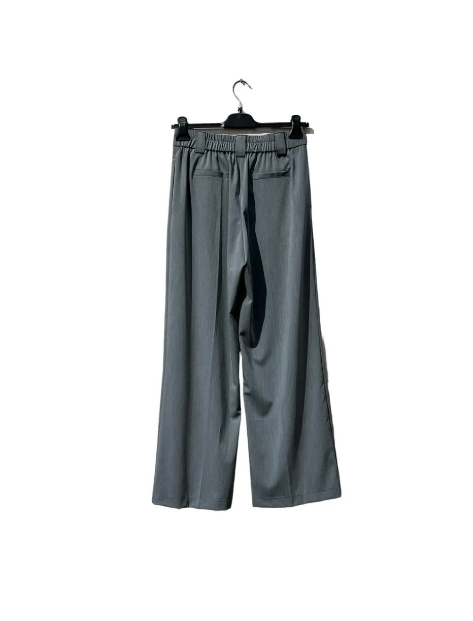 Pantalon fluide gris – Taille dos élastique