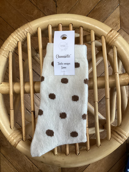 Chaussettes hautes en laine à pois