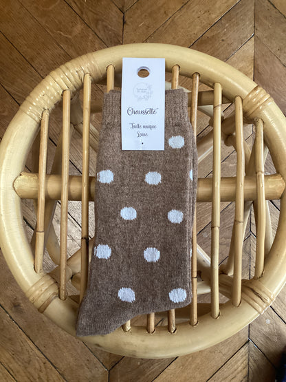 Chaussettes hautes en laine à pois