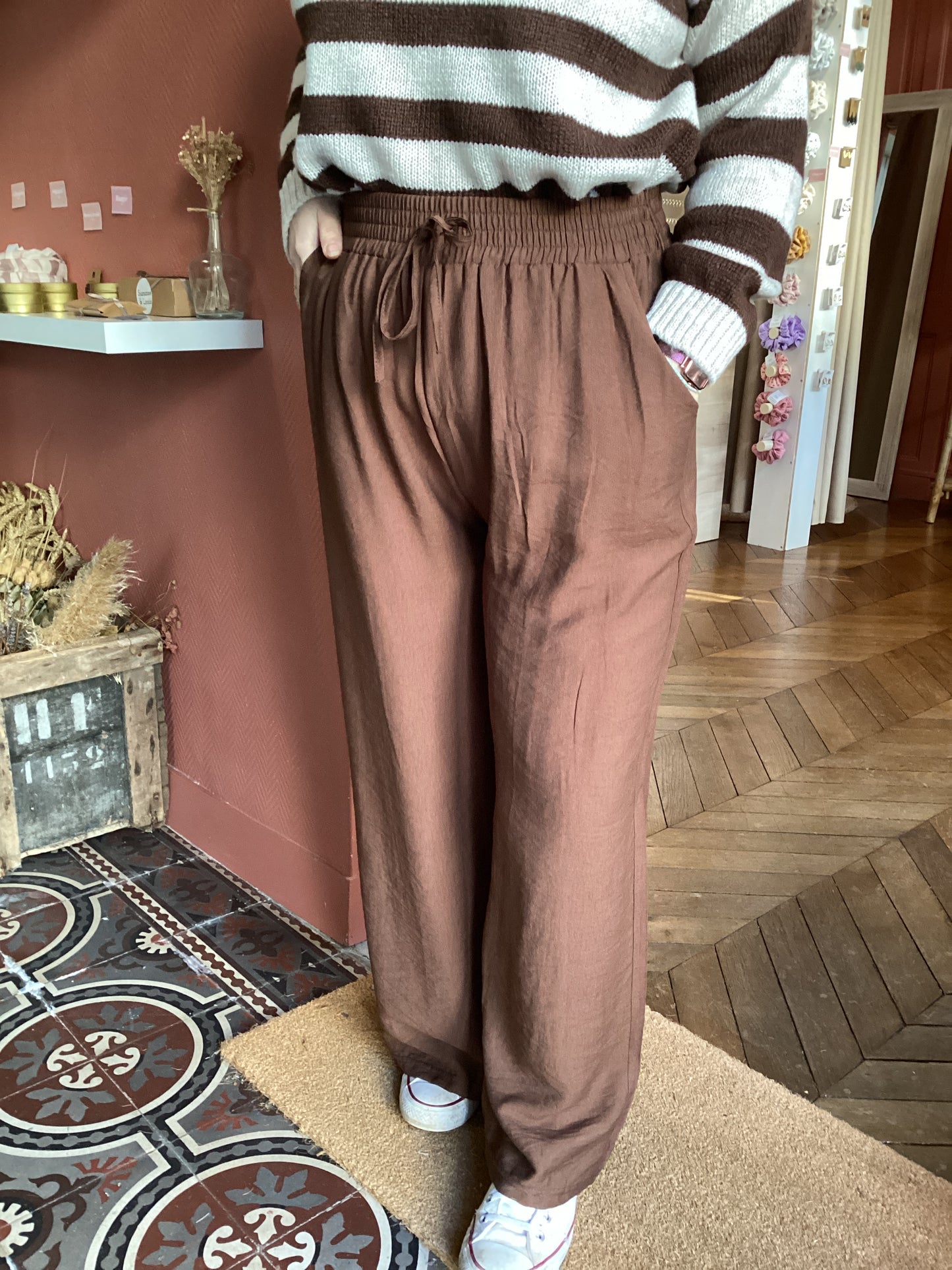 Pantalon fluide marron léger
