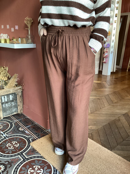 Pantalon fluide marron léger